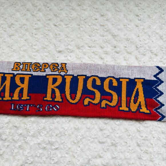 Russia National Team Forward Coat of Arms Football Soccer Fan Red Blue Scarf - Picture 4 of 8